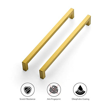 Ravinte Brushed Brass Square Cabinet Handles Drawer Pulls 10 Inch 18 Pack - color: Brushed Brass