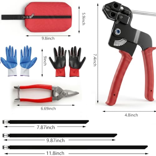 Metal Zip Tie Tool: Stainless Steel Cable Tie Gun Kit with 300 Zip Ties