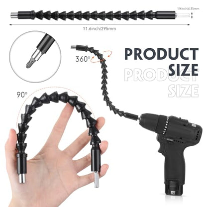 Qunclay 14 Pcs Flexible Drill Bit Extension Set, 1/4 Inch Right Angle