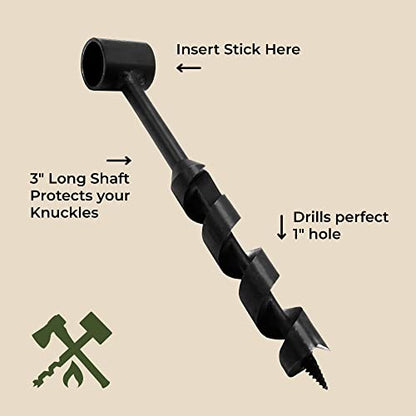 Bushcraft Survival 1 Inch Scotch Eye Auger | Manual Hand Wood Auger Drill Bit for Camping & Shelter Building | Heavy Duty Steel Bushcrafting Tools & Backcountry Gear - size: 1 inch