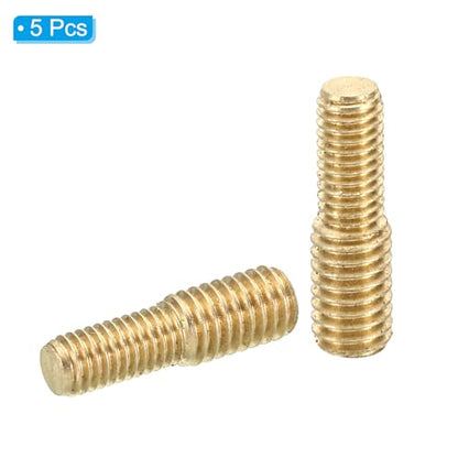 PATIKIL M5x10mm to M6x10mm Double End Threaded Stud Screw Bolt, 5 Pack Brass Rod Bolts Thread Reducer Adapter for Furniture Fastener, Hardware Connector - size: M5x10mm to M6x10mm