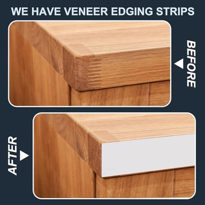 MECCANIXITY White Edge Banding 50 ft x 1-1/8 Inch Veneer Tape Pre-glued Flexible Plywood Edge Banding with Hot Melt Adhesive for Furniture Restoration - size: 50 ft x 1-1/8 Inch