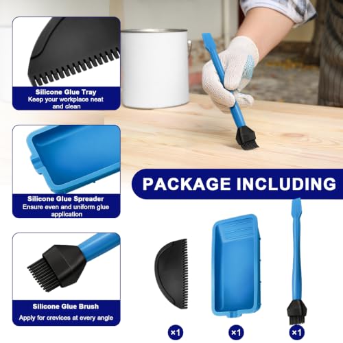 Wood Silicone Glue Applicator Kit, Glue Brush, Glue Tray & Glue Spreader