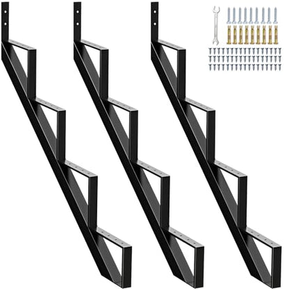Steel Stair Riser 4 Step, 34.6" H Metal Stair Stringers for Deck - size: 4 Step