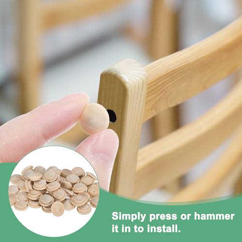 M METERXITY 50-Pack Wood Plugs for Screw Holes, 20 x 15mm Beech Button Wood Top Plugs for Furniture/Stair/Chair/Craft, Flat Head Decorative Wooden Cover - size: 20x15mm