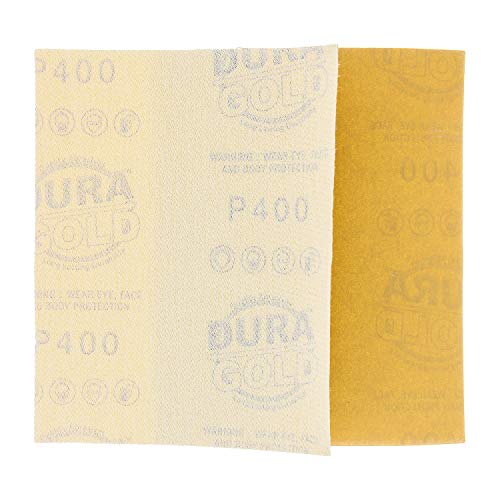 Dura-Gold Premium 1/4 Sheet Gold Sandpaper Sheets, 400 Grit (Box of 25) - size: 400-Grit