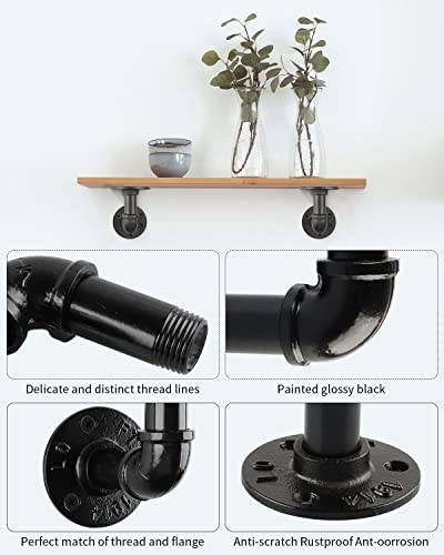 MUZIK 6Pcs 4"×4" L Pipe Shelf Bracket, Heavy Duty Wall Mount, DIY Shelving - size: 4*4 Inch, style: 6 Pack