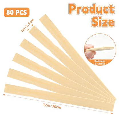 80 Pack 12 Inch Wooden Paint Stir Sticks, Multi-Purpose Paint Stirrers