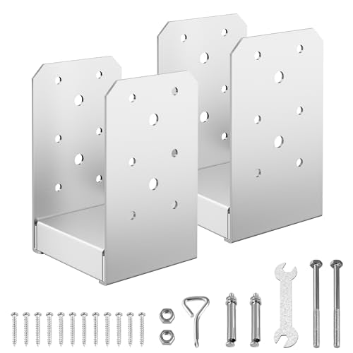 4"x4" Adjustable Post Base, 2Pcs Stainless Steel Post Anchor Bracket - size: 4x4