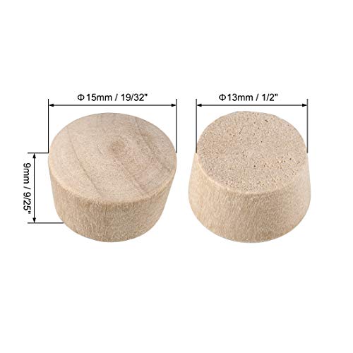 uxcell Wood Button Top Plugs 1/2 Inch Cherry Hardwood Furniture Plugs 9/25 Inch Height 50 Pcs - size: 1/2"x9/25"