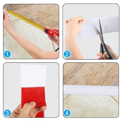 8Ft X 3in Wide Floor Transition Strip, White Self Adhesive Vinyl Threshold Strip for Floor Gaps - color: White