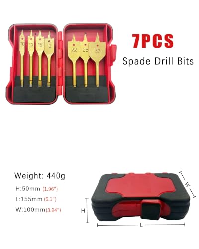 Spade Drill Bits for Wood Paddle Flat Bit Woodworking DIY Cutter Tool 7PCS