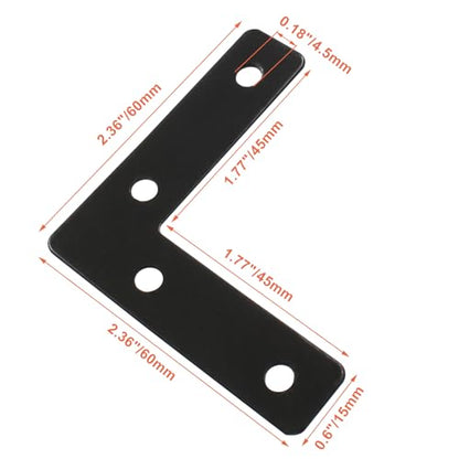 Bivethoi L Shape Flat Mending Plates, 60 x 60mm (2.36" x 2.36"), Black - size: 60x60mm/2.36"x2.36", style: L shape