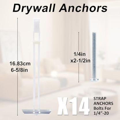 14 Pack Drywall Anchor with Included Bolts for 1/4-20 Fastener Size - size: 1/4"-20：Pack of 14