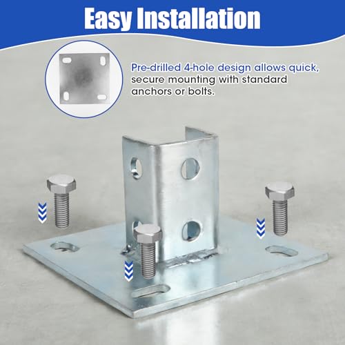 8 Pcs Strut Post Base, 6x6 Post Base Brackets Surface Mount for Posts Deck