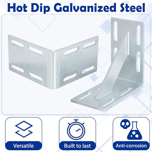 Gisafai 1 Pcs 8.5 x 8.5 x 5 Inches Heavy Duty Galvanized Inside Corner Galvanized Steel 90 Degree L Shape Pergola Hardware for DIY Dock Construction Projects Furniture Corner
