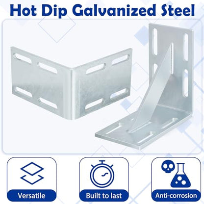 Gisafai 1 Pcs 8.5 x 8.5 x 5 Inches Heavy Duty Galvanized Inside Corner Galvanized Steel 90 Degree L Shape Pergola Hardware for DIY Dock Construction Projects Furniture Corner