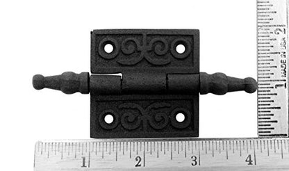 Renovators Supply Manufacturing Black Cabinet Door Hinge 2 in. Rust Resistant Wrought Iron Butt Hinge Victorian Steeple Tip Flush Mount Hinges with Hardware - size: 2 inches - Pack of 1