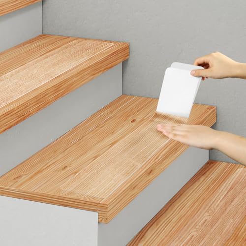 SMILOOL Clear Non-Slip Treads for Wooden Steps Indoor 5 Pack 4" x 32" Pre-Cut Anti-Slip Strips, Grip Tape Transparent Grips for Wood Stairs, Dogs, Kids and Pets, Waterproof - size: 4" X 32"
