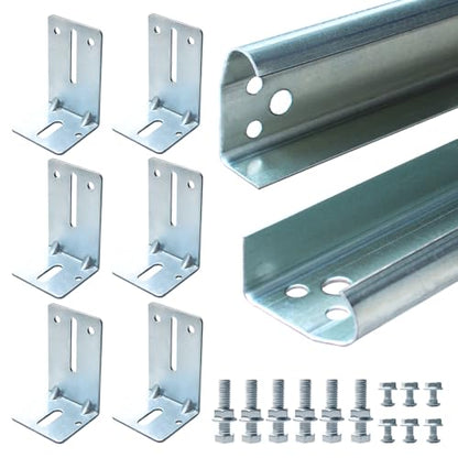 Garage Door Vertical Track Replacement with Jamb Bracket J6, 6 Pack, Galvanized Steel Garage Door Hardware Rails Kit for 2" Light Commercial Side Track Rollers and 7' Ft Tall
