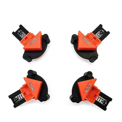 4set 60/90/120 Degree Pro Corner Clamps Set for Woodworking Tools-Non Slip Fixed, Adjustable Single Handle Spring Loaded Right Angle Clip for Frame Welding/Wood Working/Making Cabinet