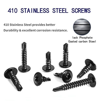 100pcs #10x1/2 Black Phillips 410SS,High-Strength Self-Drilling Screws. - color: BLACK, size: #10x1/2"