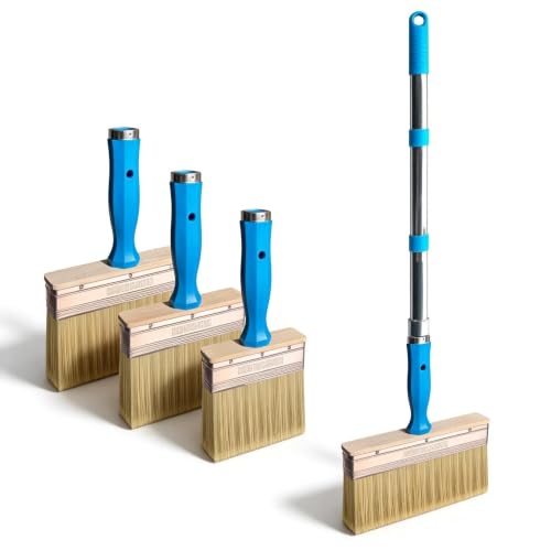 King Origin Deck Stain Brush with Pole, 3 PCS, 4", 5", 6" - size: 4/5/6-In