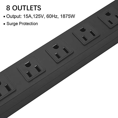 HHSOET Heavy Duty Long 8 Outlets, 14AWG Extension Cord, Black, 6FT, 1 - size: 6ft