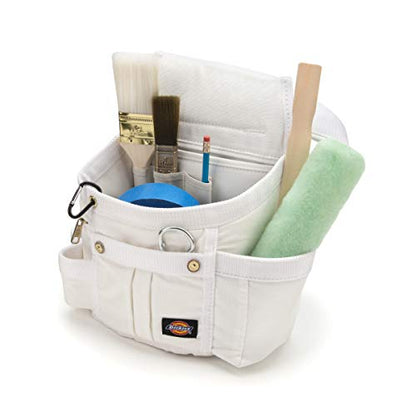 Dickies 8-Pocket Padded Tool Belt/Utility Pouch for Painters, Carpenters, and Builders, Adjustable 3-Inch Belt, Durable Canvas Construction, White - color: White