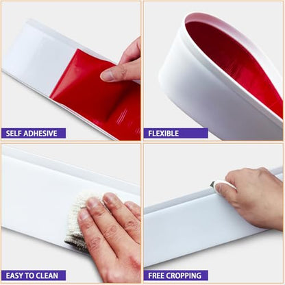 Vinyl Wall Base Baseboard Molding Trim 4" Flexible Self Adhesive Rubber Wall Base Moulding Trim Peel and Stick Design(60Ft, White) - color: White, size: 4 Inch×60Ft