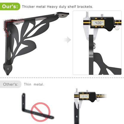 SELEWARE 4 Pack 12" Heavy Duty Shelf Brackets, Branch Decorative L Brackets - size: 12 Inch, style: Branch-4 pack
