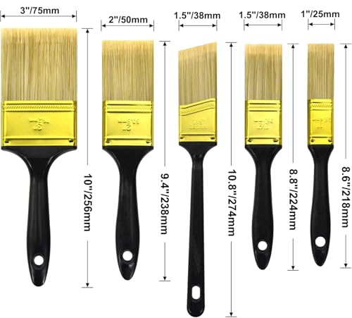 Great Andrew Paint Brushes, 30 PCS 1" 1.5" 2" 3" Flat 1.5" Angled - size: 30 PCS, 1",1.5",2",3"&1.5"A