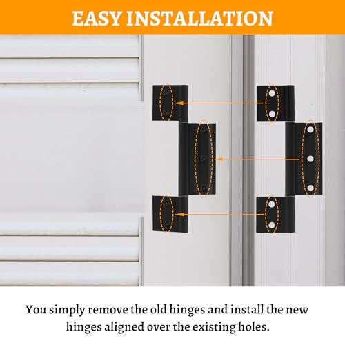 Matte Black Screen Door Hinges, 1/8 Inch Grooved Center - color: Black