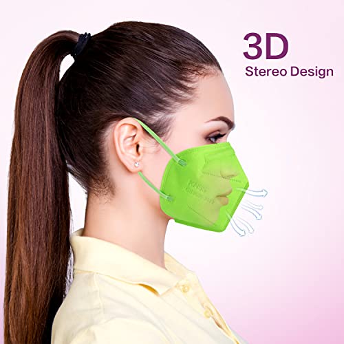 Miuphro 50 Pack Cup Dust Safety Disposable Masks, KN95 5-Layer Foldable Masks - color: Green