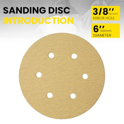 30 PCS 6 Inch Sanding Discs for Random Orbital Sander 6 Hole Hook and Loop Sandpaper 60 80 100 120 150 180 220 320 400 600 800 1000 Grit Round Sand Paper - style: 6 Hole 60-1000 Grit