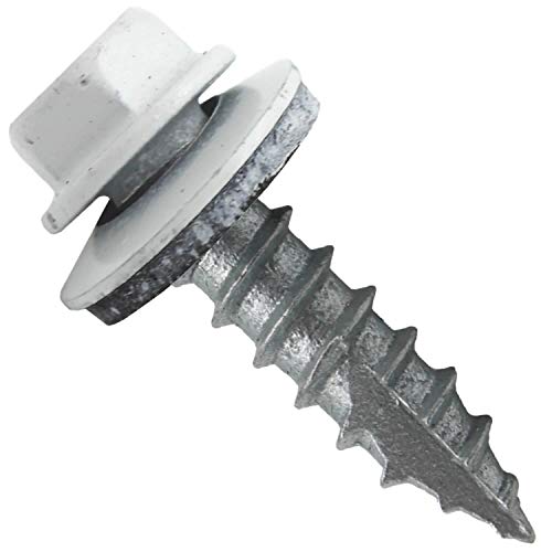14 x 1 Brite White Metal Roofing Screws - Hex Washer Head- Self-Starting/Tapping - EPDM Washer. 1 x 250 Count Bag - 250 Screws - color: BRITE WHITE, size: 1"