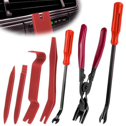 7PCS Auto Trim Removal Tool kit, Car Clip Pry Tools Kit No Scratch Plastic - color: Red * 7PCS