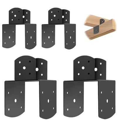 4 Pcs 4"x 6" Deck Post Caps Tie Brackets|Ineer Size (P6x6-B(4x4/4x6)) - size: 4"x 6" - 4 Pieces, style: Deck Post Caps Tie Brackets