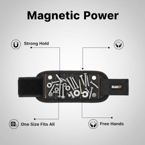 Magnetic Wristband 15 Strong Magnets Handyman Tool OS - color: Red
