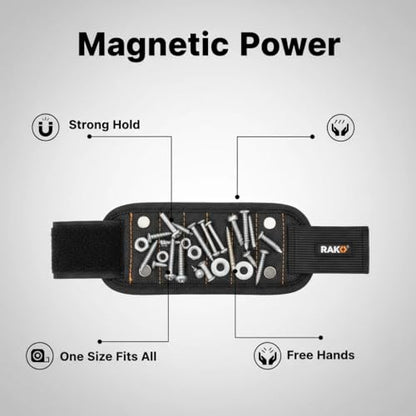 Magnetic Wristband 15 Strong Magnets Handyman Tool OS - color: Red