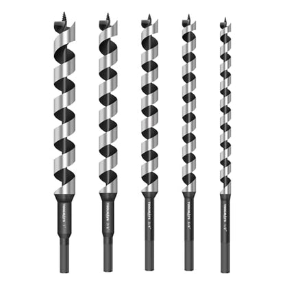 5-Piece Auger Drill Bit Set, 12-Inch, Hex Shank 3/8-Inch - size: 1/2", 5/8", 3/4", 7/8", 1" x 12"