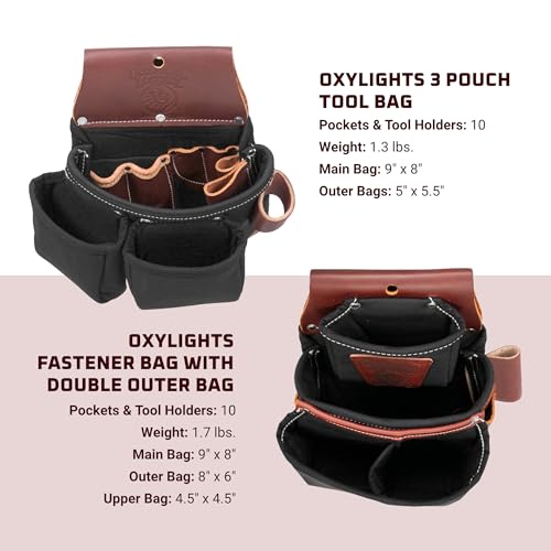 Occidental Leather OxyLights Ultra Framer Tool Belt - Medium - 21 Pockets & Tool Holders - Made in USA