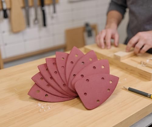 100 PCS Mouse Detail Sander Sandpaper 6 Holes, 80 Grit Hook and Loop Detail Sandpaper Aluminum 0xide Mouse Sanding Pads Triangular Sanding Sheets for Detail Mouse Sander - size: 6 Holes-80 Grit