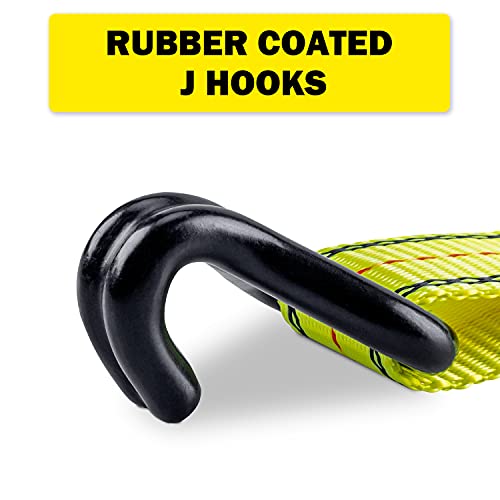 1-1/2in x 15ft Ratchet Cargo Tie Down Straps 4-Pack Heavy Duty