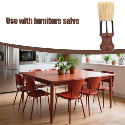 Gosknor Short Handle Salve Brush for Furniture, Leather & Wood Care Cleaning Brush with Comfortable Handle & Soft Bristles Wax Brushing Tool for Home Car Interiors (Brown)