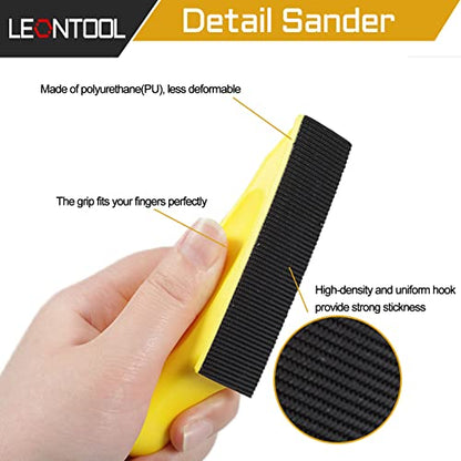 Micro Detail Sander Kit 3.5" x 1" Mini Sander for Small Projects with 120 Pcs Mini Sander Paper 80 120 180 240 400 600 Grit Detail Handle Sanding Tools for Corner Polishing Detail Sanding - style: 120Pcs+Sander