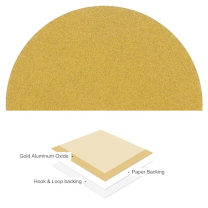 100pcs No Hole Sanding Discs- [ 3 Inch 120 Grit ] Round Hook and Loop Grip Sanding Pads Sheet Sandpaper for Automotive Woodworking Metal Polishing Use| Gold, Aluminum Oxide - size: 120 grit