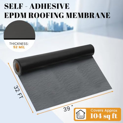 51 Mil EPDM Rubber Roofing Rolls - 39" x 32ft - size: 32ft