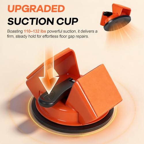 Floor Gap Fixer Tool Heavy‑Duty 45° Impact‑Face Floor Suction Cup Tool for Gaps, Includes Cleaning Blade, Mallet, Work Gloves and 5 Sticky Pads for Laminate, Vinyl & Engineered Hardwood Floors
