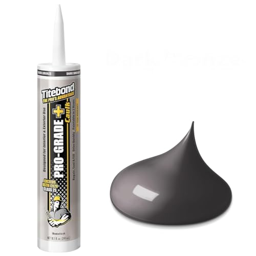 Titebond Pro-Grade Plus Caulk, Dark Bronze 10.1 Oz (12 Pack) – Siliconized Acrylic Latex Sealant for Interior/Exterior, Paintable, Water-Resistant Seal, Multi-Surface Adhesion – 8481